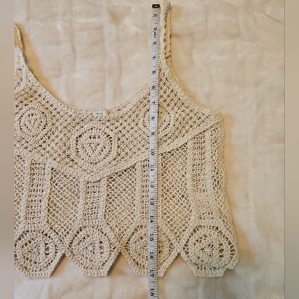 Rachel Zoe Set XS- Silky Wide Leg Pants Tan & Crochet Crop Top Cream - Picture 13 of 13